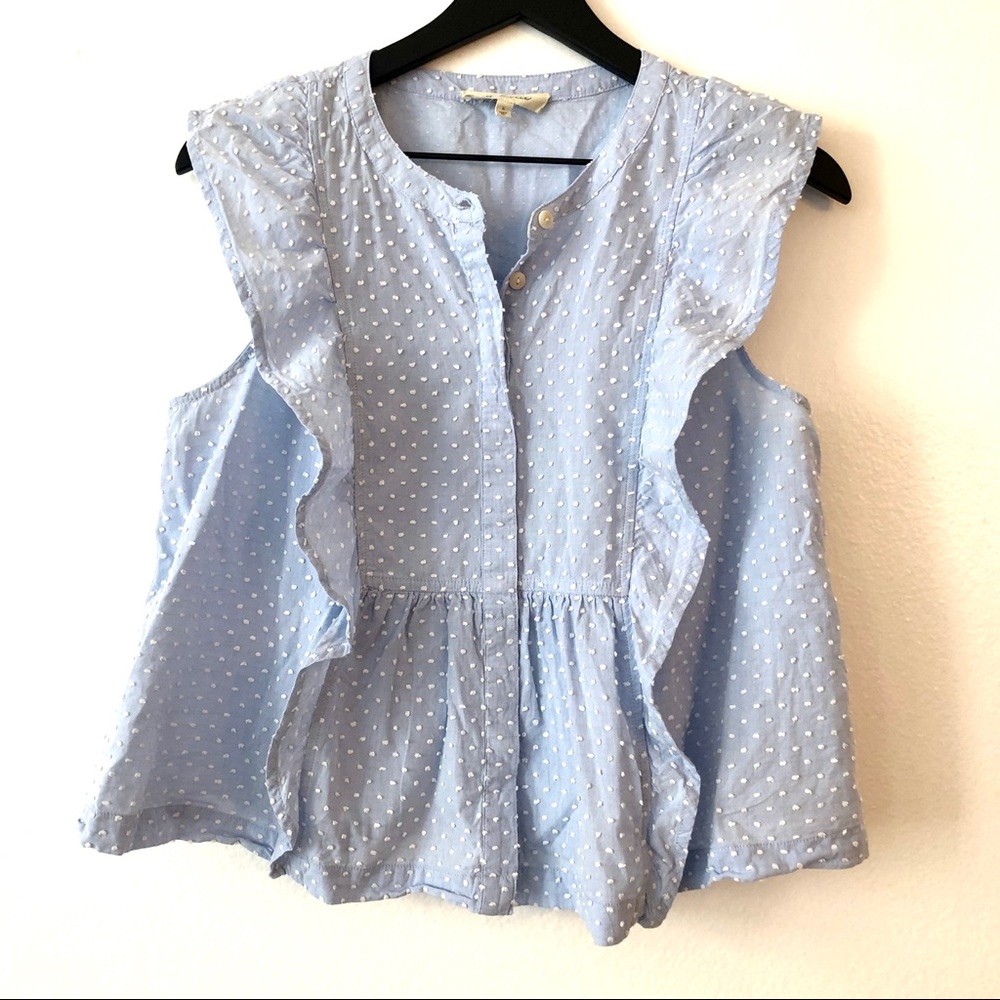 Madewell Swiss-Dotted Ruffle Top